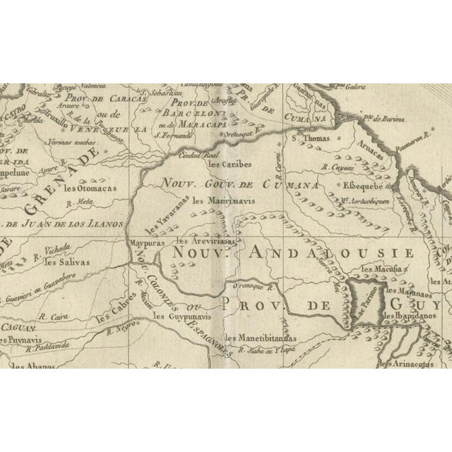 Paper New Granada, New Andalusia and Guiana Map by Rigobert Bonne, 1780s For Sale - Image 7 of 12