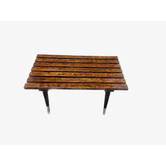 Mid-Century Modern Mid 20th Century Modern Dark Beech Slat Bench / Low Table For Sale - Image 3 of 5
