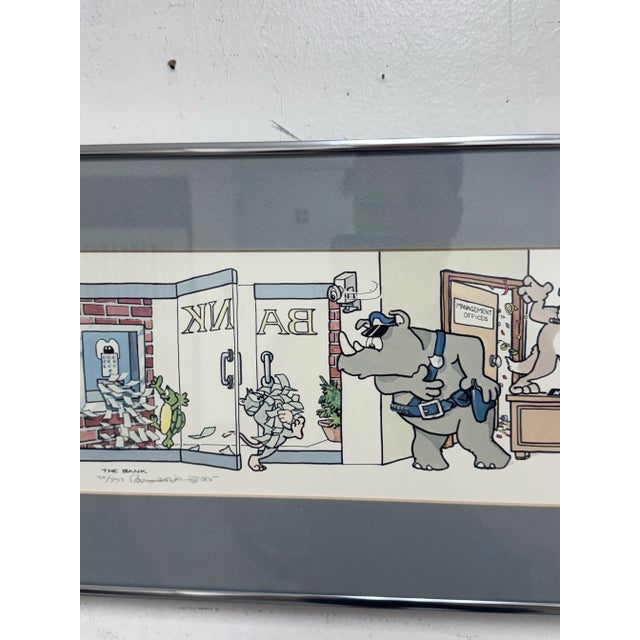 Printmaking Materials Circa 1985 Robert Marble "The Bank" Offset Lithograph + Signed Edition 20/750 For Sale - Image 7 of 13