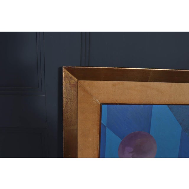 Blue Arthur Maria Rener, Composition, 1965, Oil on Board For Sale - Image 8 of 11