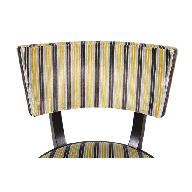 Modern Set of Four Modern Mahogany Framed Slipper Chairs With Striped Upholstery For Sale - Image 3 of 6