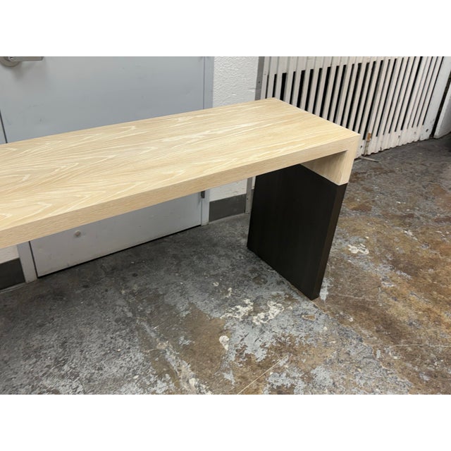 Wood Modern Bespoke Waterfall Console Table For Sale - Image 7 of 12
