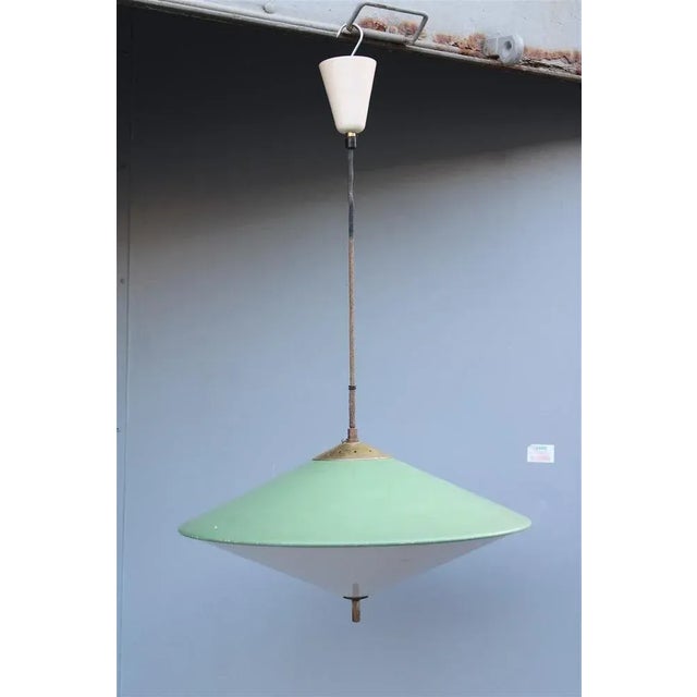 Metal Italian UFO Chandelier in Metal and Acrylic Glass, 1950 For Sale - Image 7 of 11