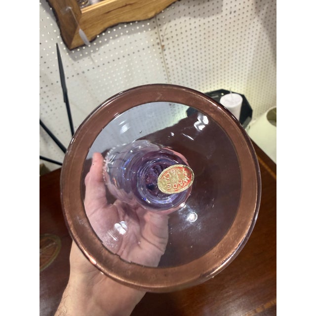 1950s Tino Luvie Murano Lot of 2 Signed Alexandrite Gold Gilt Floral Enamel Vases For Sale - Image 9 of 9