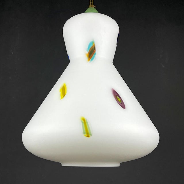 Mid-Century Italian Opaline Murano Glass Pendant Lamp by Stilnovo, 1950s For Sale - Image 14 of 14