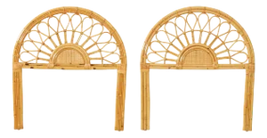 Boho Coastal Style Vintage Pair of Bamboo and Rattan Twin Headboards