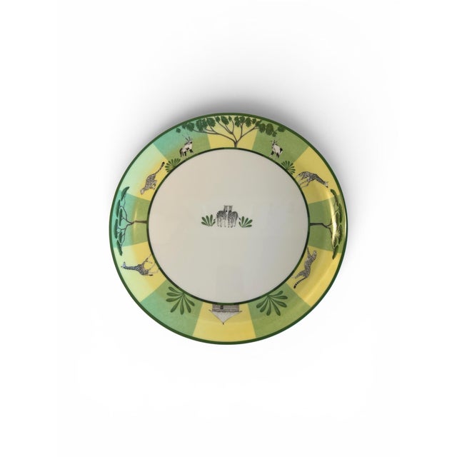 This wonderful charger or tart plate is sadly discontinued making it even more special. The colors are green and yellow...
