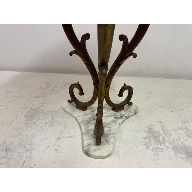 1950s Italian Neoclassical-Style Gilt Iron and Marble Side Table, 1950s For Sale - Image 5 of 14