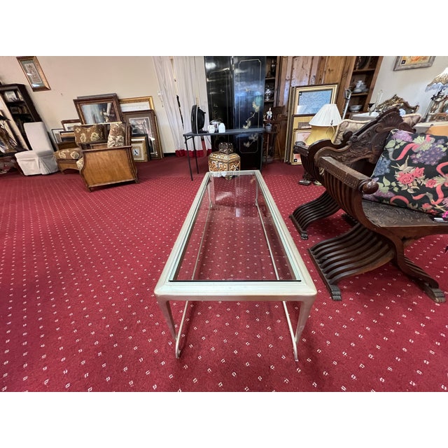 Silver Modernist Metal & Glass Coffee Table by Barbara Barry For Sale - Image 8 of 10