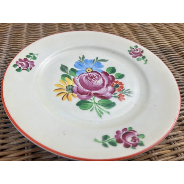 Seltmann Vohenstrauss Bavaria Art Deco Hand Painted Floral Porcelain Plates- Set of 8 For Sale - Image 4 of 13