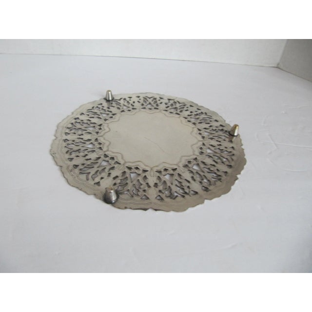 English Vintage Silver-Plate Pierced and Engraved "B" Trivet For Sale - Image 3 of 5