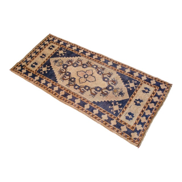 Hand Knotted Door Mat, Entryway Rug, Bath Mat, Kitchen Decor, Small Rug, Turkish Rug - 1′10″ × 3′11″ For Sale