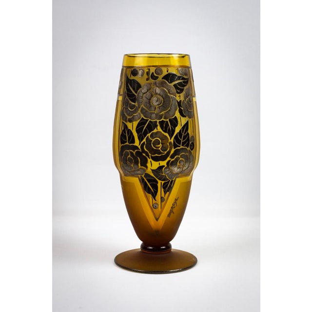 Amber-Tinted Glass Vase, 1930s For Sale - Image 11 of 11
