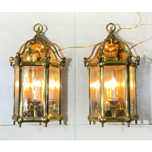 Brass Vintage Solid Brass Wall Sconces / Hall Lanterns by Lamp Art-Italy - a Pair For Sale - Image 8 of 18