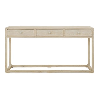 White Wash 3 Drawer Console For Sale