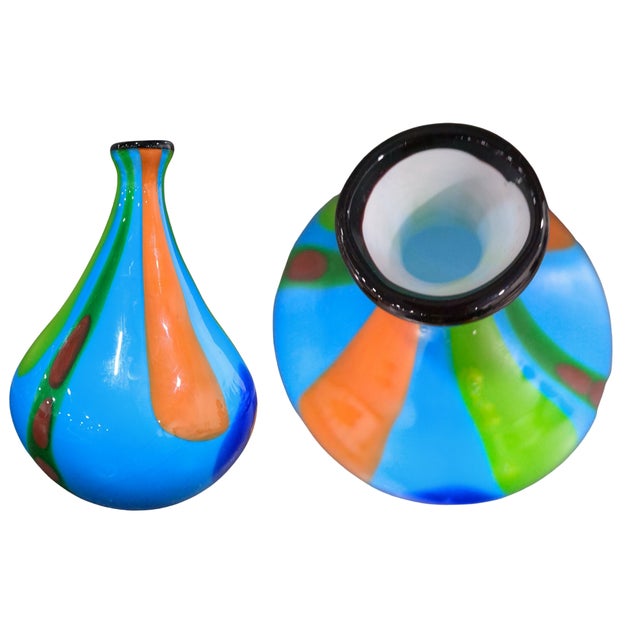 13+ In. Tall Murano Style Multicolor Tear Shaped Art Glass Vase For Sale - Image 15 of 16
