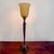 1970s Spiral Cut Bronze Toned Torchiere Buffet Lamps With Tiger Striped Amber Glass Shades - A Pair For Sale - Image 5 of 14