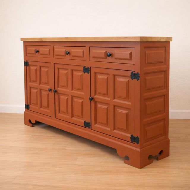 Spanish Castilian Narrow Sideboard, 1940s For Sale - Image 4 of 9