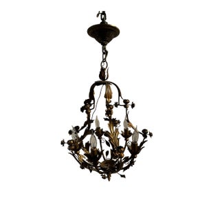 Vintage Four Light Hollywood Regency Floral Chandelier For Sale