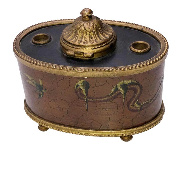 Brown Antique French Chinoiserie Inkwell For Sale - Image 8 of 10