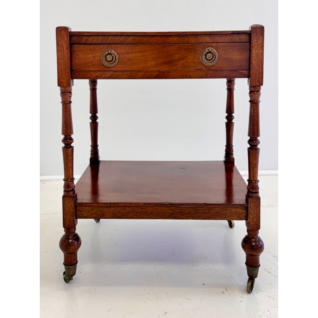 English Mahogany Two-Tier Georgian Style Side Table on Casters, Circa 1930s For Sale - Image 10 of 15