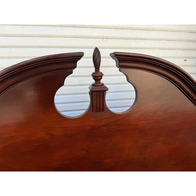 Vintage George Style Cherry Rice Carved Four Poster Cali King Bed Frame. For Sale - Image 9 of 16