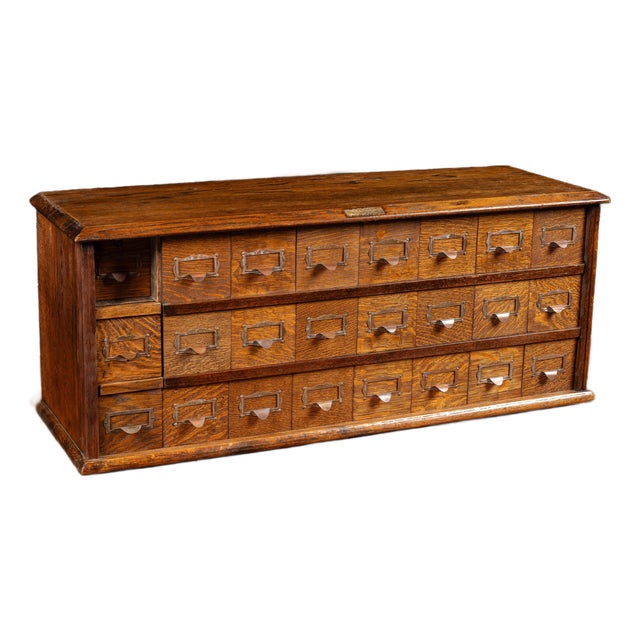 Early 20th Century Tiger Oak Puzzle Box Card Catalog For Sale