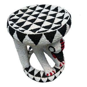 1970s Hand Beaded African Style Decorative Stool
