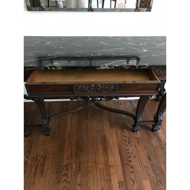 Antique 1920s Berkey and Gay Style Marble Topped Sideboard Console For Sale - Image 10 of 13