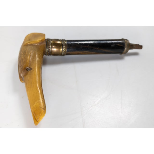 Victorian 19th Century Victorian Carved Water Buffalo Horn Parasol Handle in the Form of Greyhound For Sale - Image 3 of 8