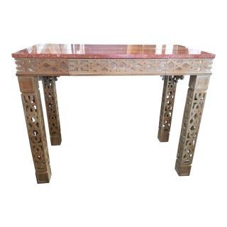 Wood Console Table With Marble Top For Sale