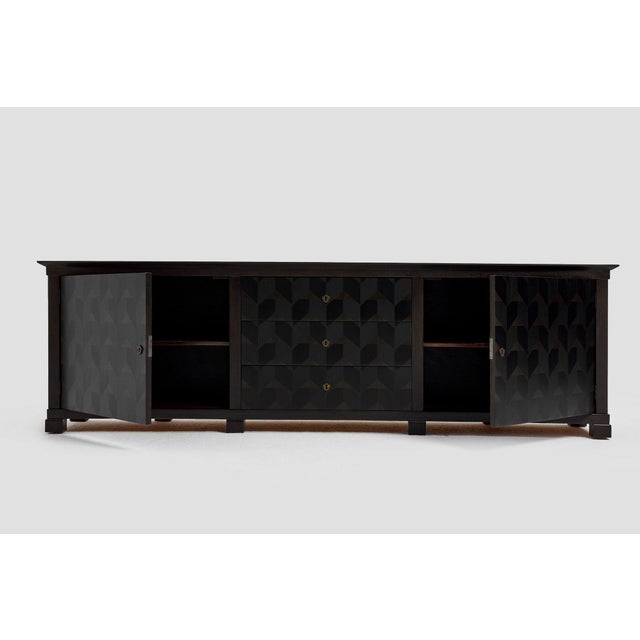 Brutalist Dark Oak Craftsmanship Sideboard with Brass Accents, Germany, 1960s For Sale - Image 11 of 16