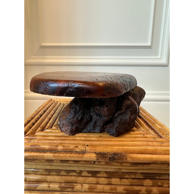 Wood Vintage 1970’s Handmade Burlwood Plinth / Riser For Sale - Image 7 of 15
