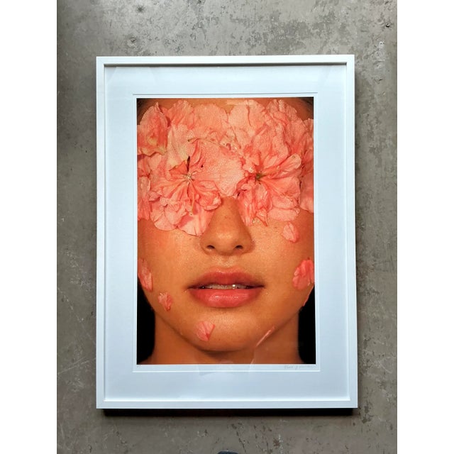 Peach Vintage Boho Signed Ap Photo of Flower Face on Rag Bright Paper For Sale - Image 8 of 9
