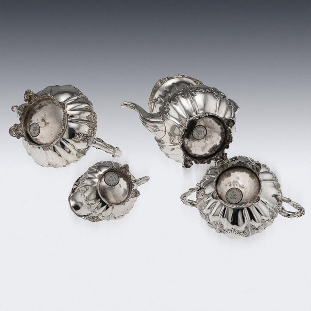 Antique Victorian Silver Tea Service, London, 1854, Set of 4 For Sale - Image 6 of 18