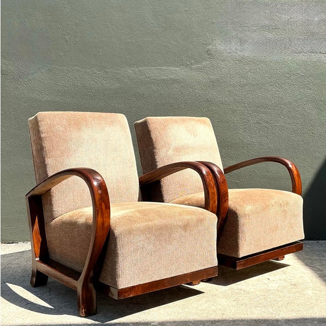 Vintage Art Deco Bentwood Lounge Chairs - Pair For Sale - Image 9 of 12