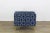2010s Blue & Cream Geometric Ottomans on Metal Legs - a Pair For Sale - Image 5 of 9