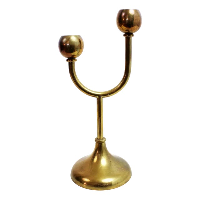 Vintage Brass Candleholder, 1970s For Sale