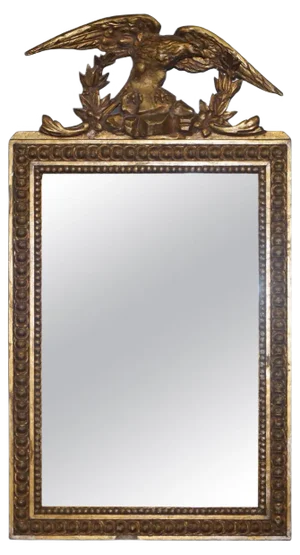 Regency Gilded Gesso Mirror with Large Hand Carved Eagle, 1800s