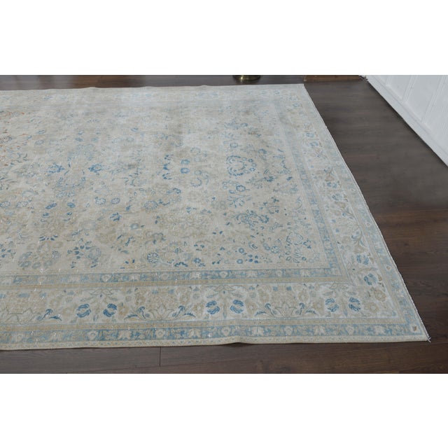Beige 1970s Vintage Persian Handmade Wool Cotton Beige Area Rug For Sale - Image 8 of 11