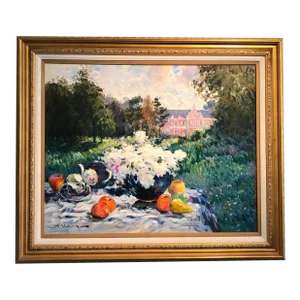 "Still Life in a Country House Setting" 1980's Painting by Malva