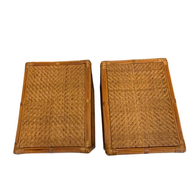 Pair of Tiki Side Tables. Pencil Reed and Cane For Sale In Tampa - Image 6 of 12