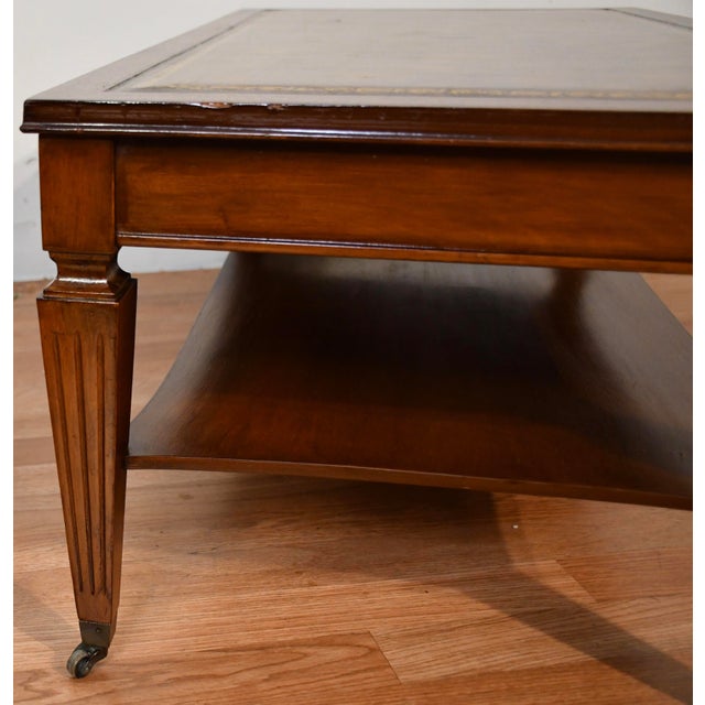 Wood 1930s English Regency Mahogany & Leather Top Coffee Table For Sale - Image 7 of 14