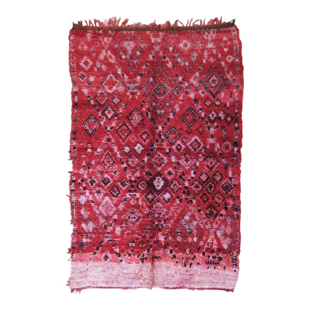 1980s Red Moroccan Wool Rug - 10.3 X 6.3 Ft For Sale