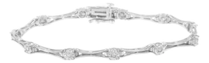 .925 Sterling Silver 1/4 Cttw Diamond Miracle-Set Flared-Bar 7" Link-Style Tennis Bracelet (I-J Color, I3 Clarity)
