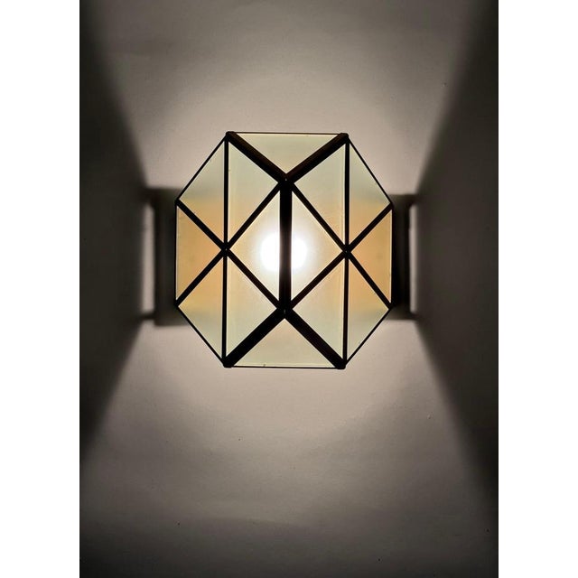 Gold and Satin Glass Geometic Wall Sconces by Wilhelm Vest Wahl, 1970s, Set of 3 For Sale - Image 3 of 16