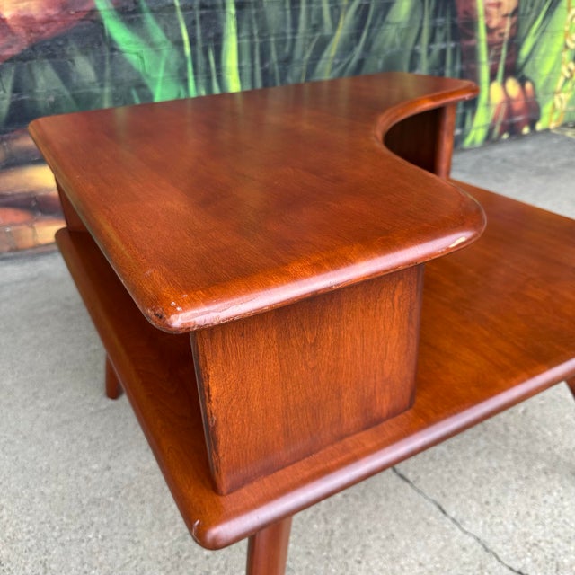Brown Heywood-Wakefield Tiered Side Table Mid-Century Modern For Sale - Image 8 of 12