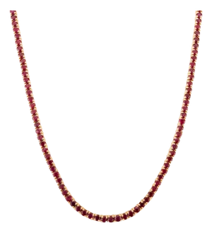 VRJewels 14k Yellow Gold 8.54 Ct Round Cut Natural Ruby Tennis Necklace 18 Inches