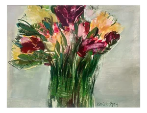 Bozena Lesiak, Tulips, Gouache on Paper, 2024