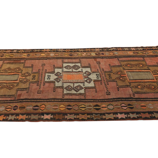 Mid 20th Century Vintage Turkish Kars Kilim Rug For Sale - Image 4 of 7